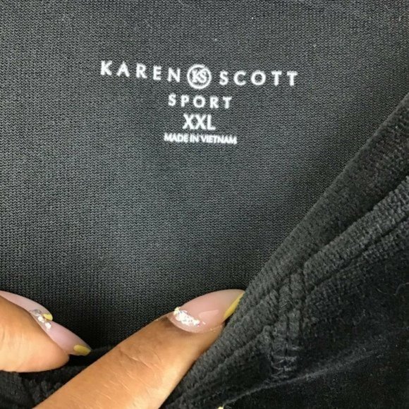 Karen Scott Plus Size Velour Sweatshirt Black Size XXL - Picture 5 of 8